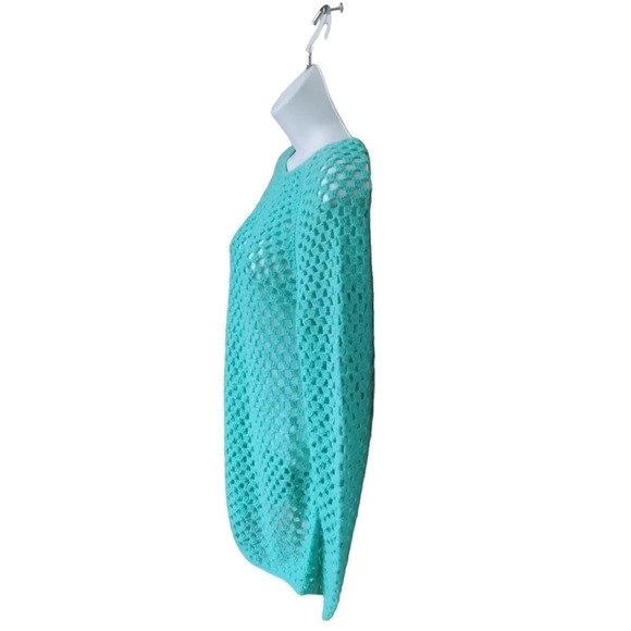 Turquoise Knitted Tunic/Sweater/Pullover/Beach Cover Up M - Picture 4 of 8